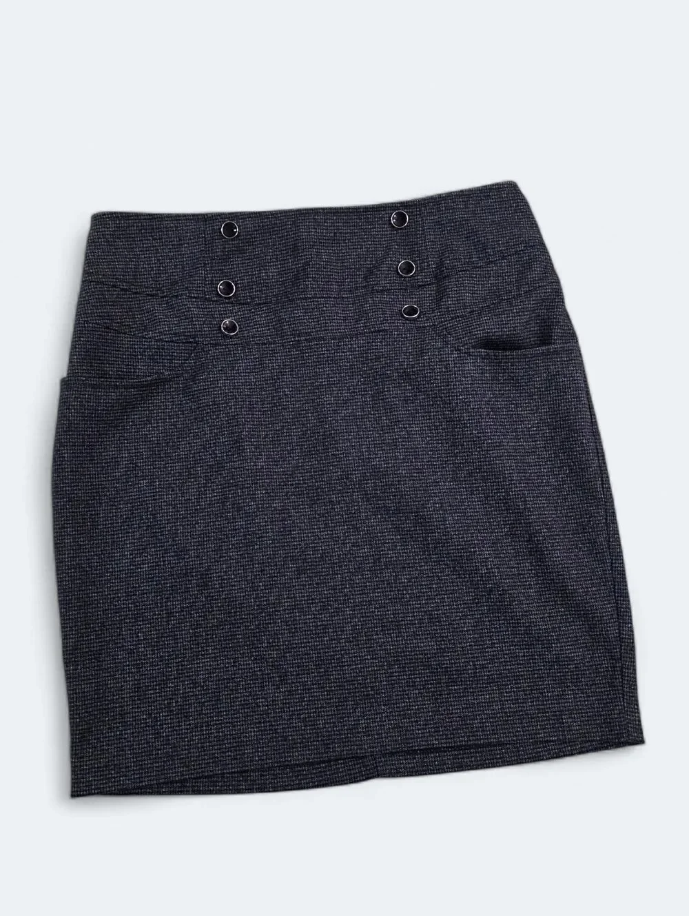 Must Have Gray Button-Accent Pencil Skirt Size Medium Career Office